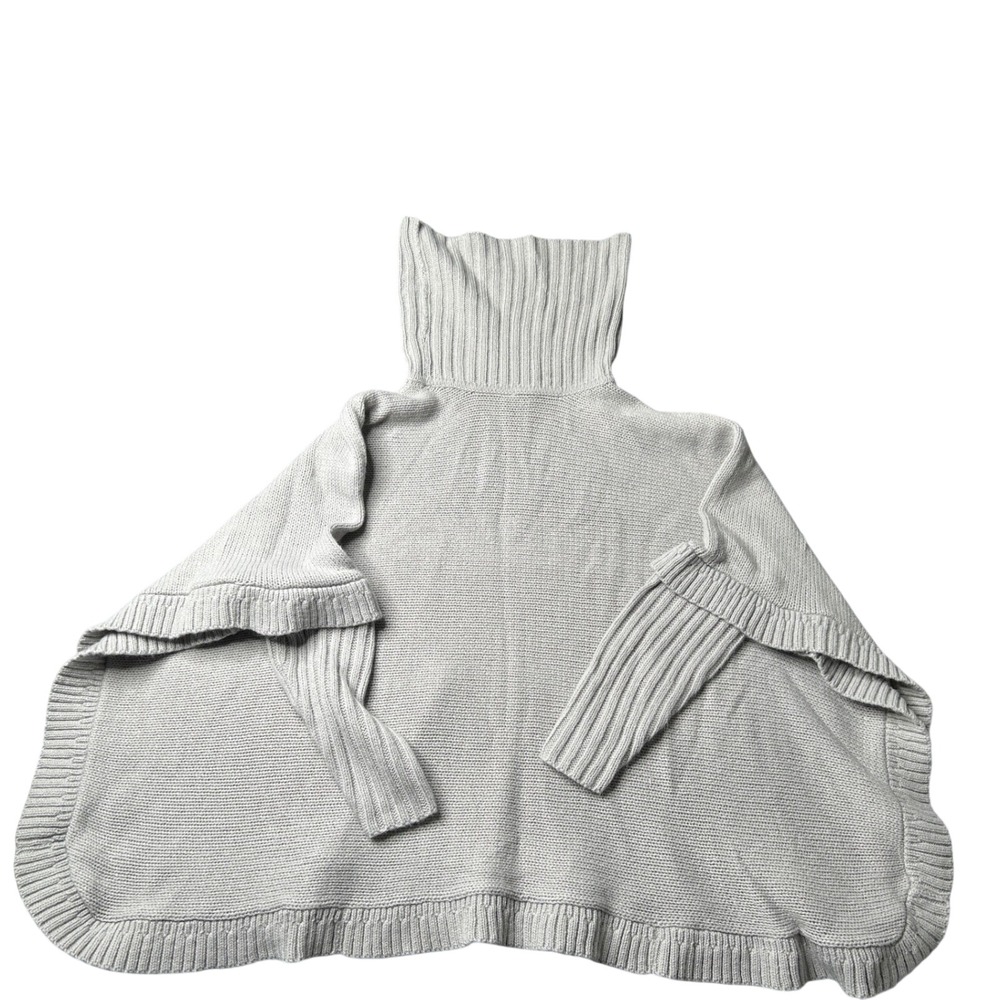 Alya Gray Turtleneck Poncho Sweater Womens Size M/L Knit Cape Oversized Gray